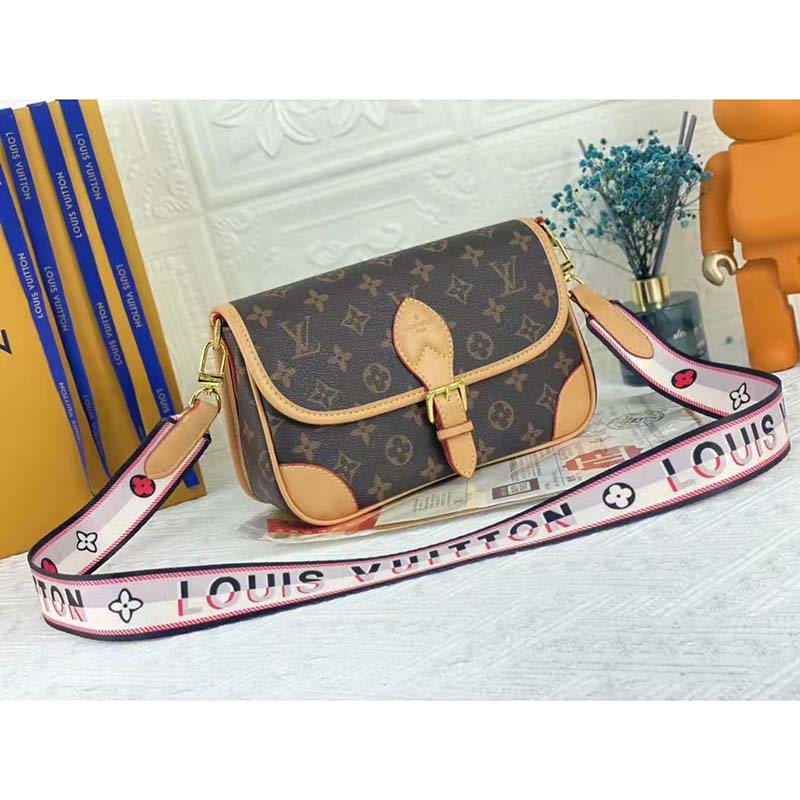 Louis Vuitton LV Women Diane Satchel Brown Monogram Coated Canvas Textile Lining Handbag