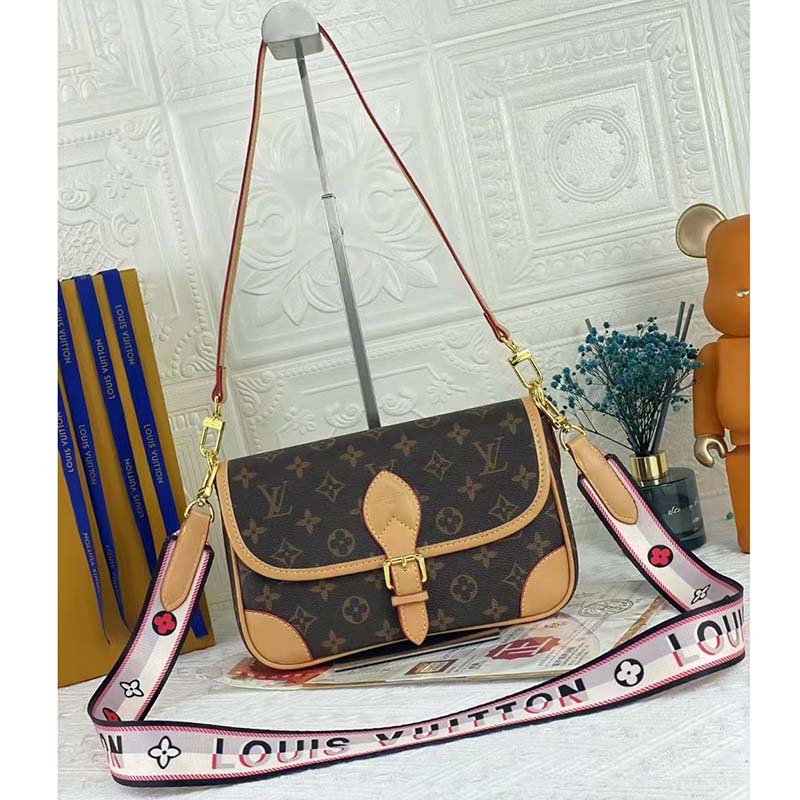 Louis Vuitton LV Women Diane Satchel Brown Monogram Coated Canvas Textile Lining Handbag