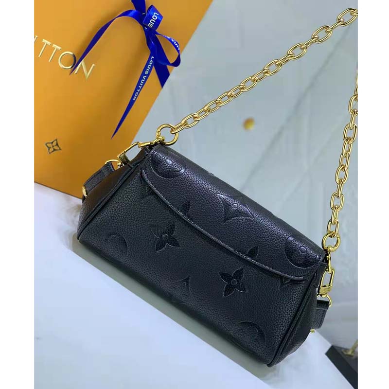 Louis Vuitton LV Women Favorite Black Monogram Empreinte Cowhide Leather Handbag