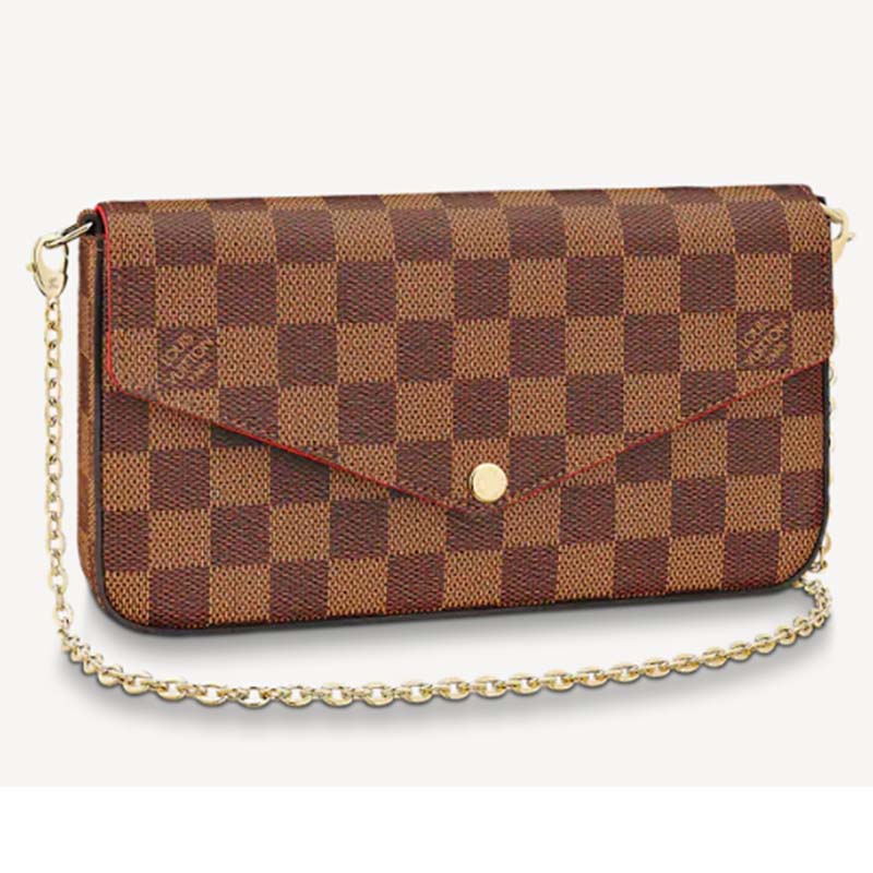 Louis Vuitton LV Women Félicie Pochette Brown Damier Ebene Coated Canvas Clutch