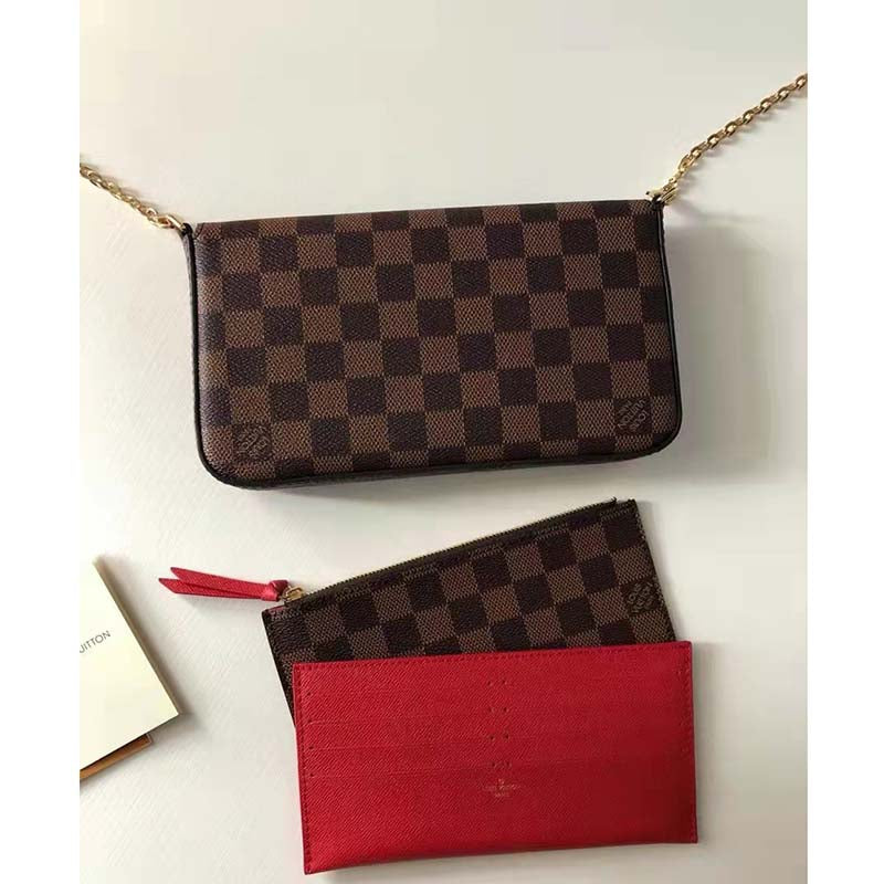 Louis Vuitton LV Women Félicie Pochette Brown Damier Ebene Coated Canvas Clutch