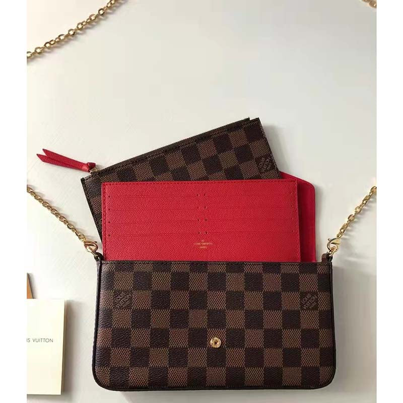 Louis Vuitton LV Women Félicie Pochette Brown Damier Ebene Coated Canvas Clutch