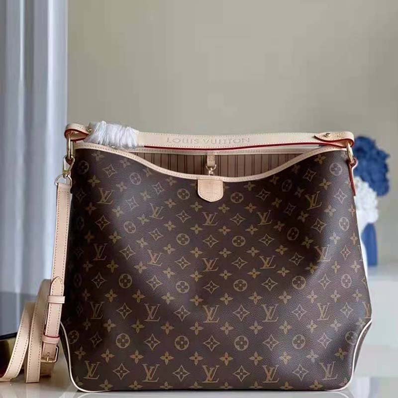 Louis Vuitton LV Women Graceful MM Hobo Classic Beige Monogram Coated Canvas Shoulder Bag