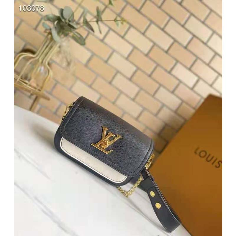 Louis Vuitton LV Women Lockme Tender Black Grained Calf Leather Handbag