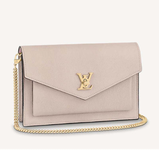 Louis Vuitton LV Women Mylockme Chain Pochette Beige Soft Grained Calfskin Clutch