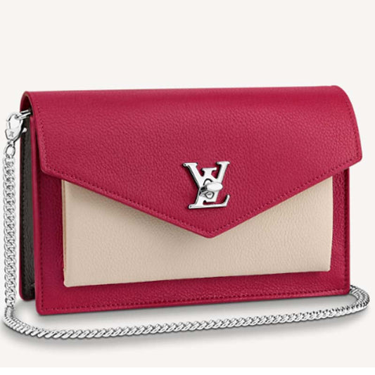 Louis Vuitton LV Women Mylockme Chain Pochette Red Soft Grained Calfskin Clutch