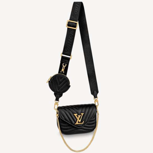 Louis Vuitton LV Women New Wave Multi-Pochette Black Smooth Cowhide Leather Clutch