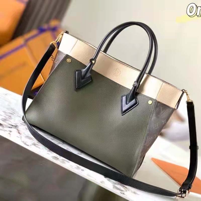 Louis Vuitton LV Women On My Side MM Green Twist Calfskin Monogram Canvas Handbag
