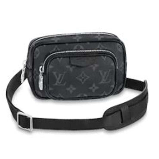 Louis Vuitton LV Men Outdoor Pouch Taigarama Noir Black Coated Canvas Cowhide Leather Clutch