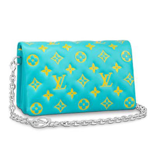 Louis Vuitton LV Women Pochette Coussin Green Monogram Embossed Lambskin Clutch