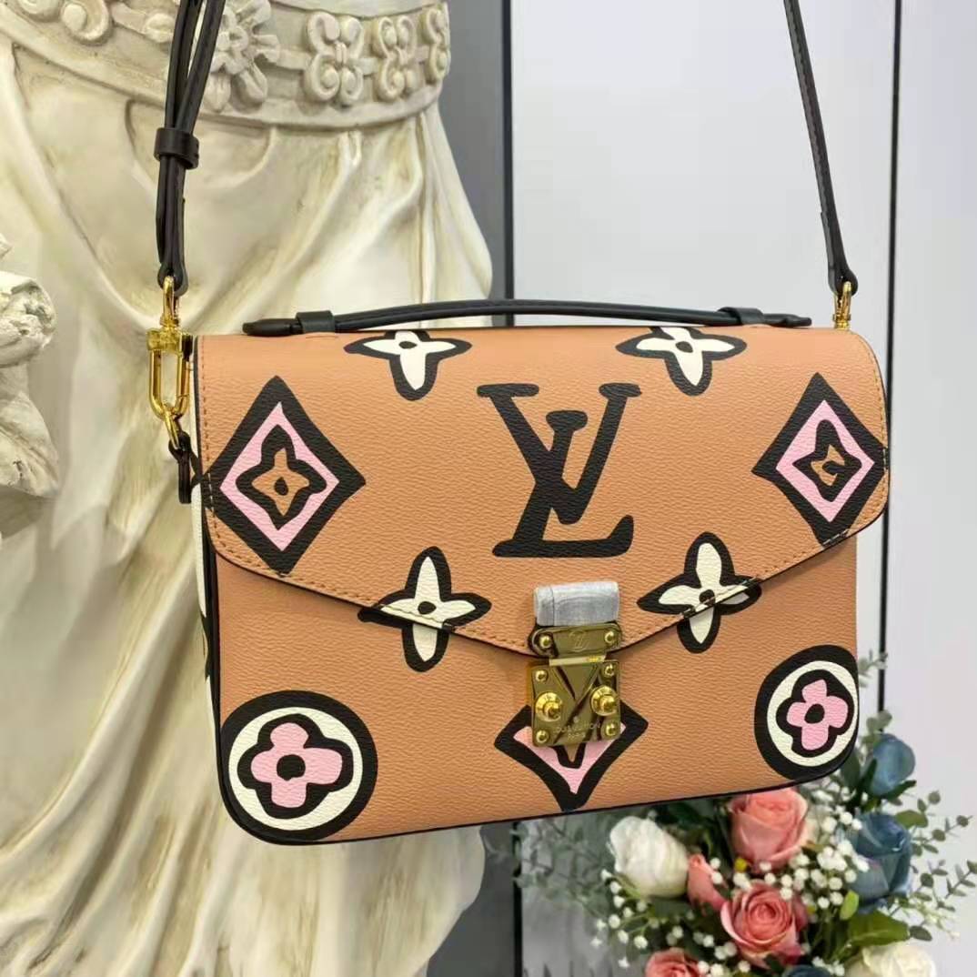 Louis Vuitton LV Women Pochette Métis Handbag Arizona Beige Monogram Coated Canvas Cowhide