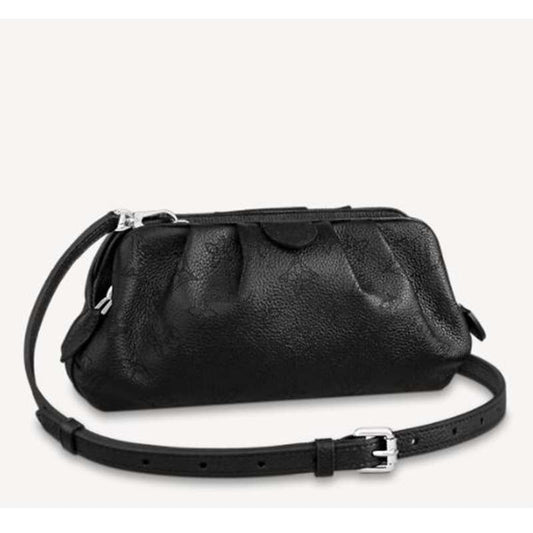 Louis Vuitton LV Women Scala Mini Pouch Black Mahina Perforated Calf Leather Clutch
