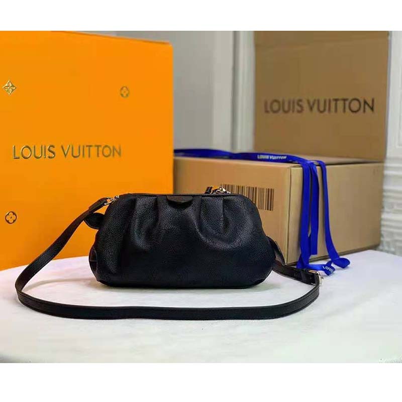 Louis Vuitton LV Women Scala Mini Pouch Black Mahina Perforated Calf Leather Clutch