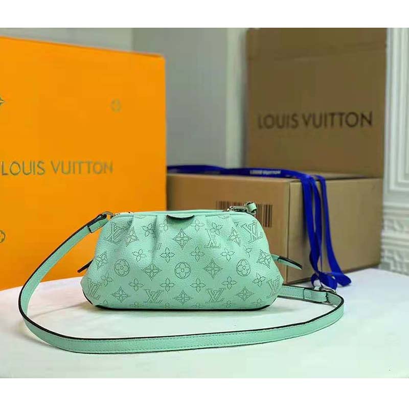 Louis Vuitton LV Women Scala Mini Pouch Green Mahina Perforated Calf Leather Clutch