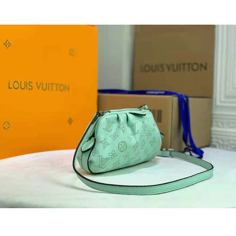 Louis Vuitton LV Women Scala Mini Pouch Green Mahina Perforated Calf Leather Clutch