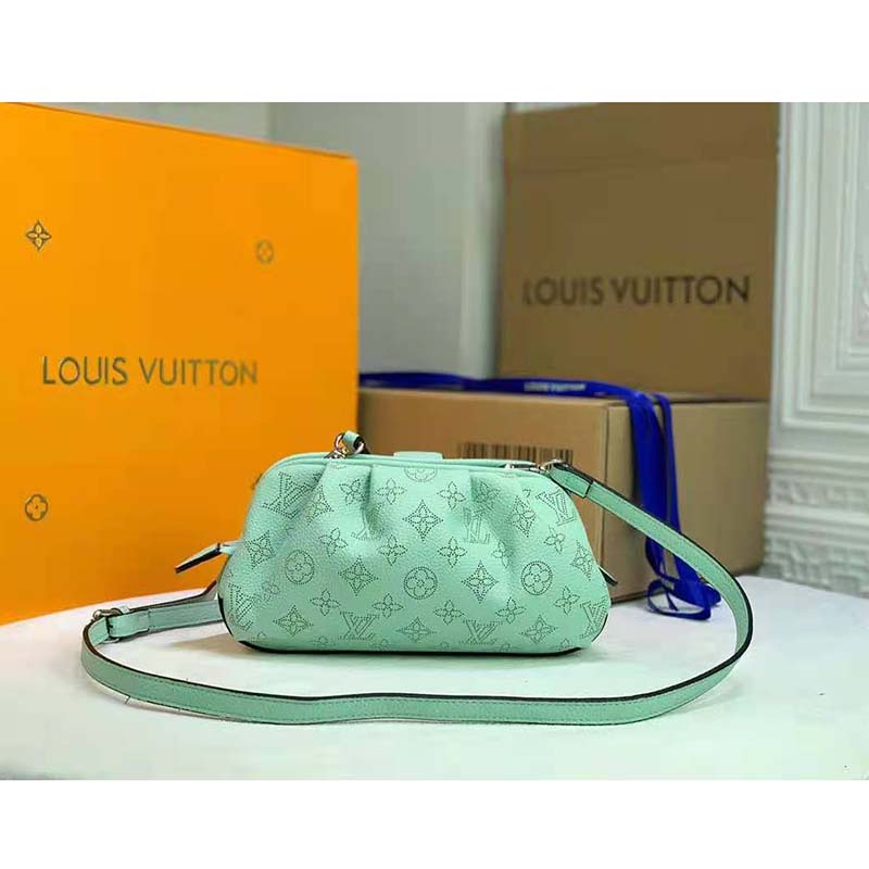 Louis Vuitton LV Women Scala Mini Pouch Green Mahina Perforated Calf Leather Clutch
