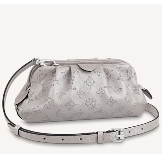 Louis Vuitton LV Women Scala Mini Pouch Gris Souris Mahina Perforated Calf Leather Clutch