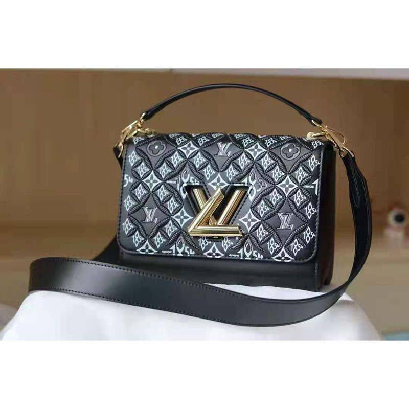 Louis Vuitton LV Women Since 1854 Twist MM Handbag Gray Embroidered Calfskin