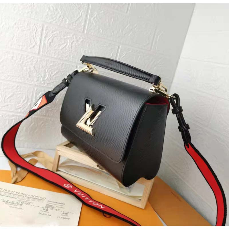 Louis Vuitton LV Women Twist MM Handbg Black Epi Grained Cowhide Leather Handbag