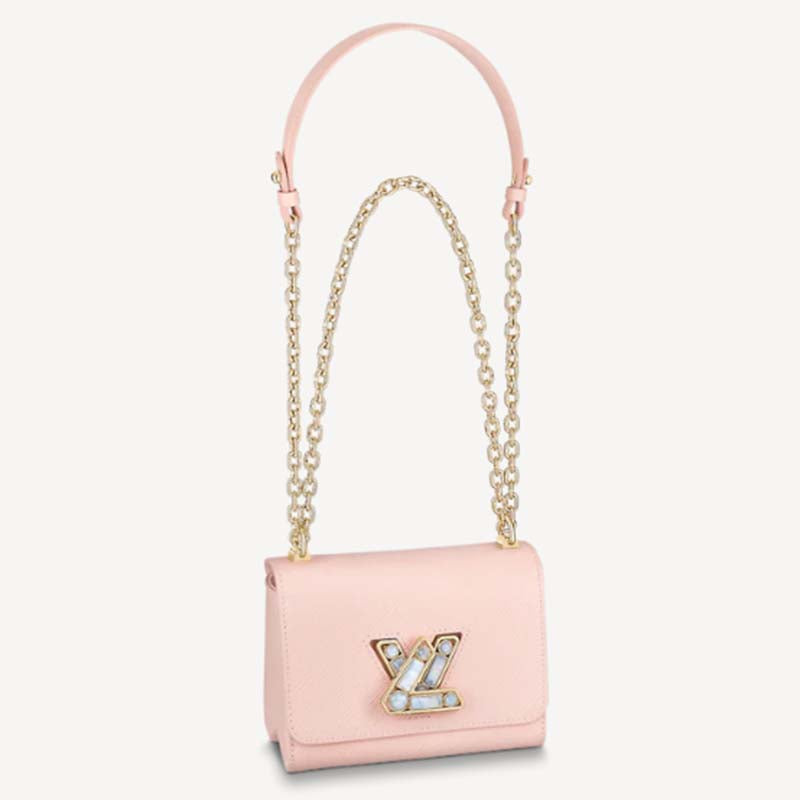 Louis Vuitton LV Women Twist PM Handback Rose Jasmin Epi Cowhide Leather Handbag