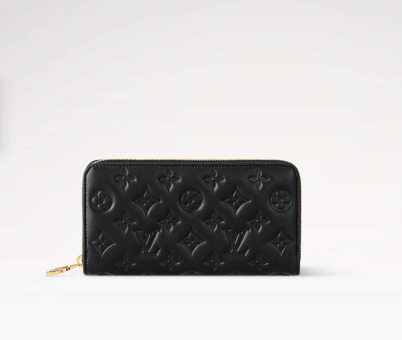 LOUIS VUITTON LAMBSKIN EMBOSSED MONOGRAM COUSSIN ZIPPY WALLET