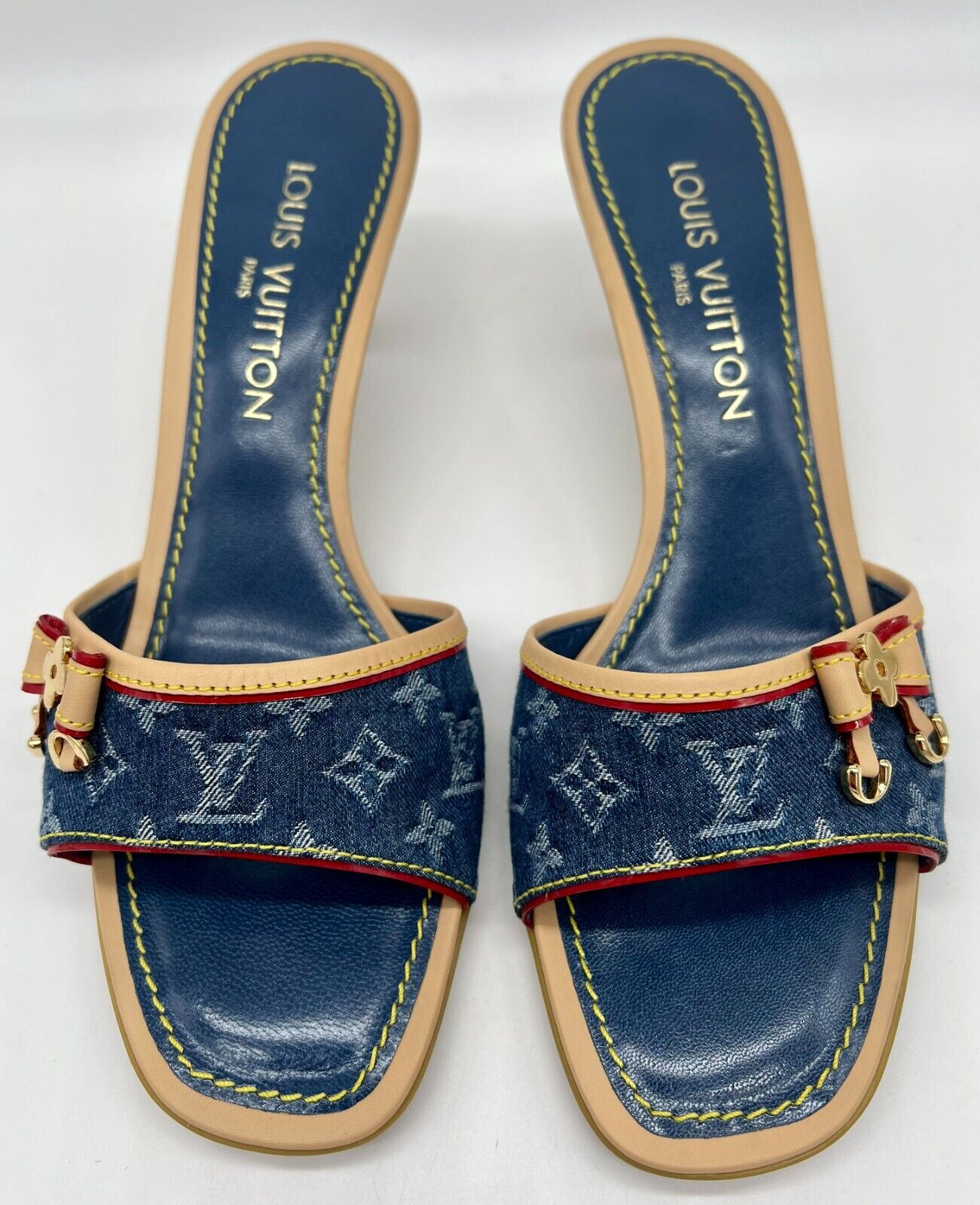 LOUIS VUITTON MONOGRAM INDIGO MULES