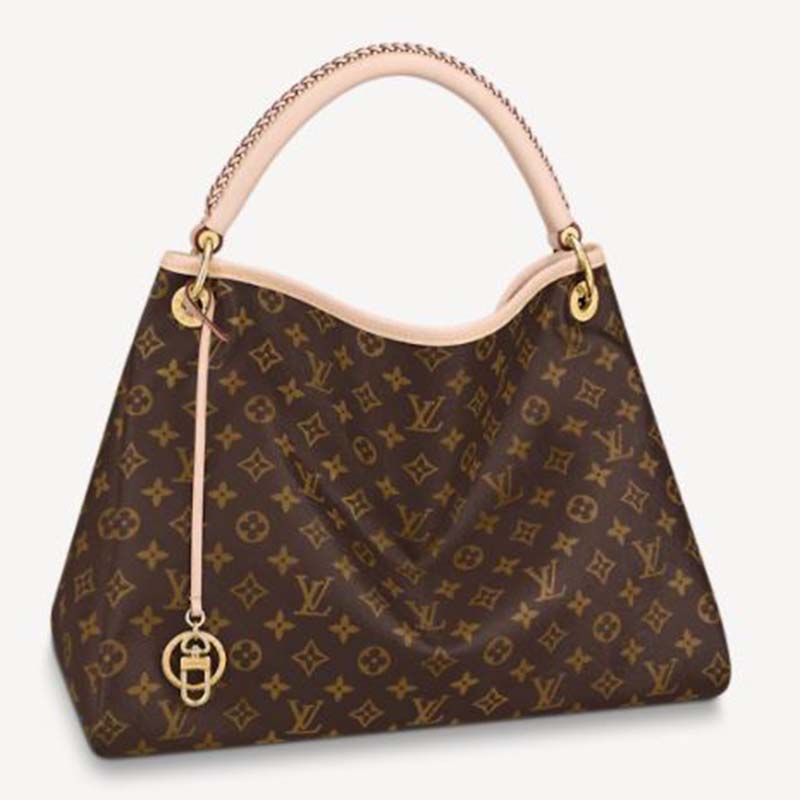 Louis Vuitton Unisex Artsy MM Monogram Coated Canvas Natural Cowhide Leather Handbag