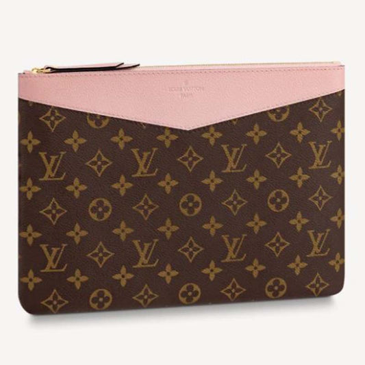 Louis Vuitton Unisex Daily Pouch Brown Monogram Coated Canvas and Cowhide Leather Clutch