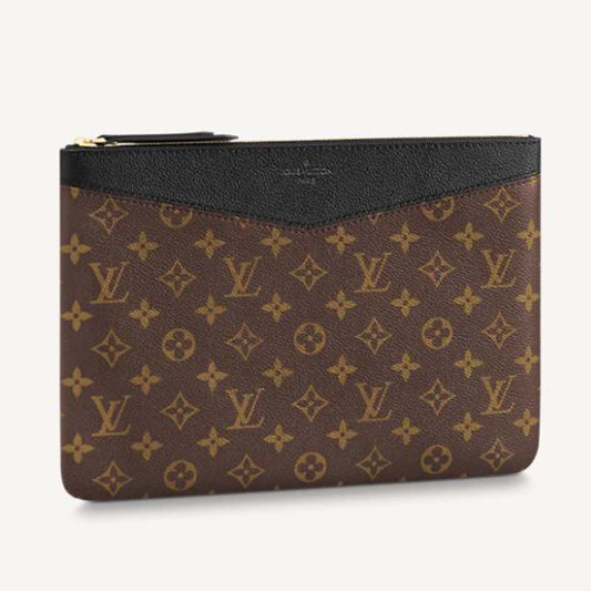 Louis Vuitton Unisex Daily Pouch Monogram Coated Canvas and Cowhide Leather Clutch