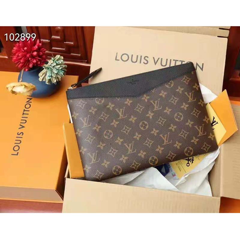 Louis Vuitton Unisex Daily Pouch Monogram Coated Canvas and Cowhide Leather Clutch