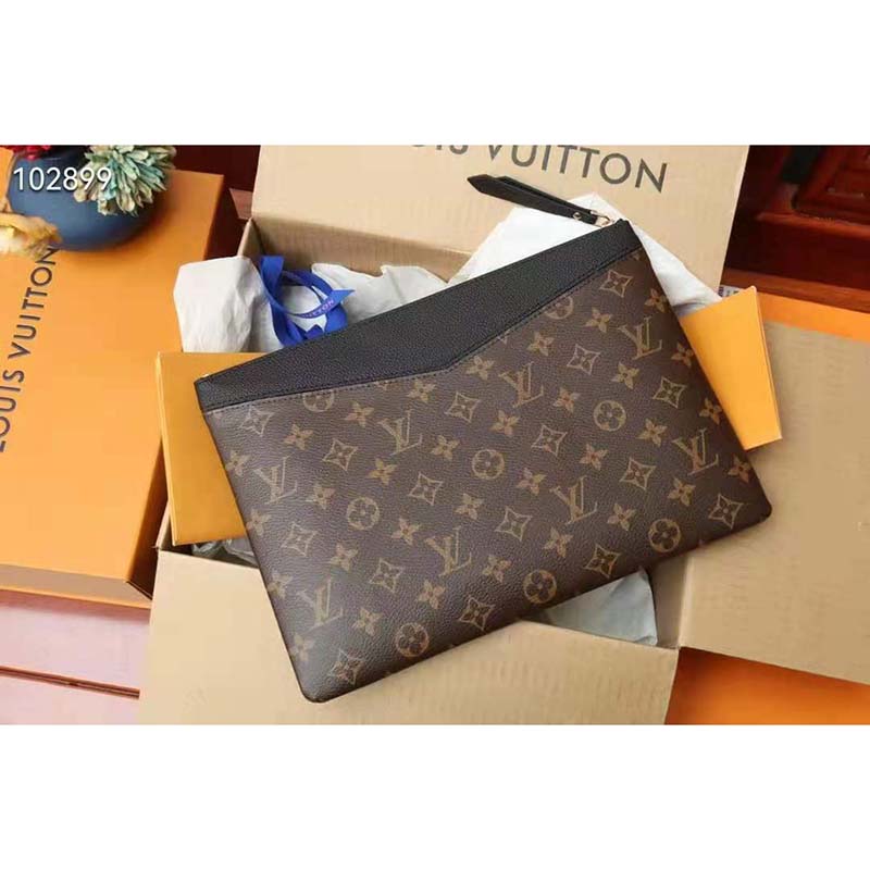 Louis Vuitton Unisex Daily Pouch Monogram Coated Canvas and Cowhide Leather Clutch