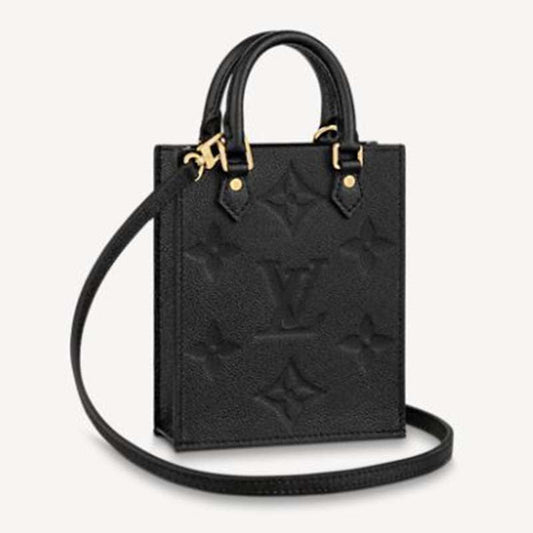 Louis Vuitton Unisex Petit Sac Plat Black Monogram Empreinte Embossed Supple Grained Cowhide Handbag