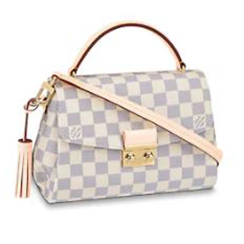 Louis Vuitton Women Croisette Damier Azur Coated Canvas Smooth Cowhide Leather Handbag