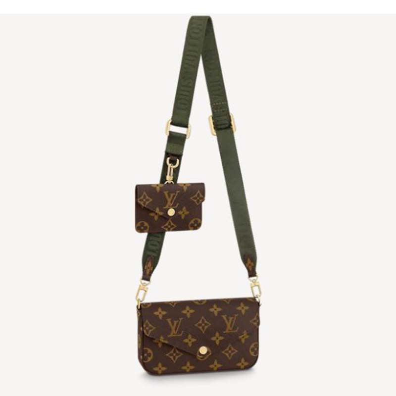 Louis Vuitton Women Félicie Strap & Go Félicie Pochette Khaki Green Monogram Coated Canvas Clutch
