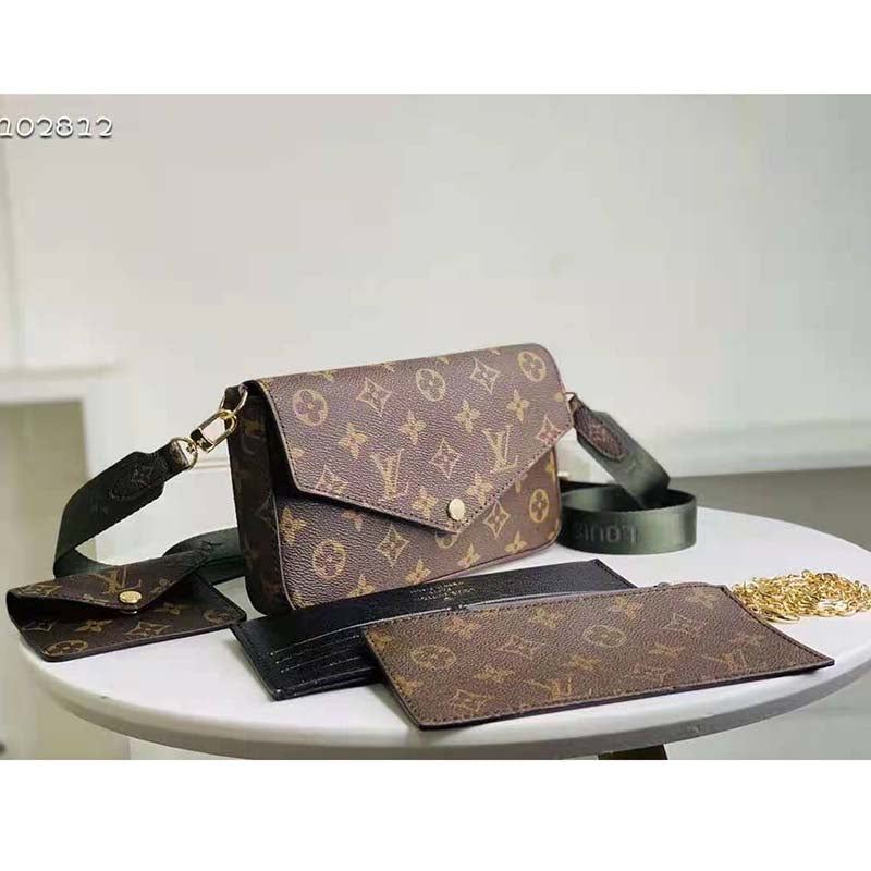 Louis Vuitton Women Félicie Strap & Go Félicie Pochette Khaki Green Monogram Coated Canvas Clutch