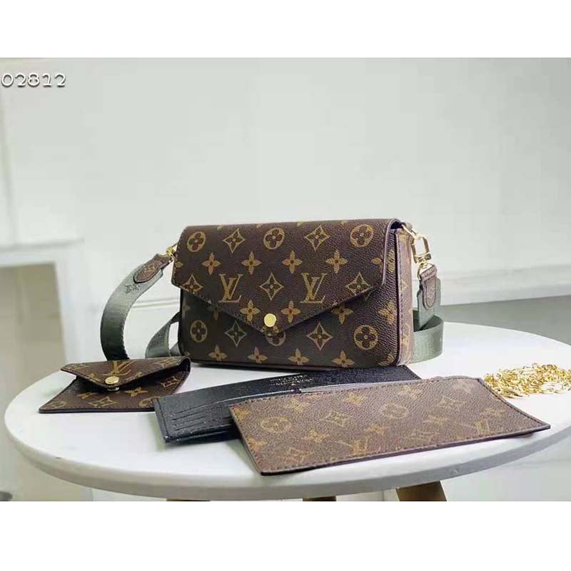 Louis Vuitton Women Félicie Strap & Go Félicie Pochette Khaki Green Monogram Coated Canvas Clutch