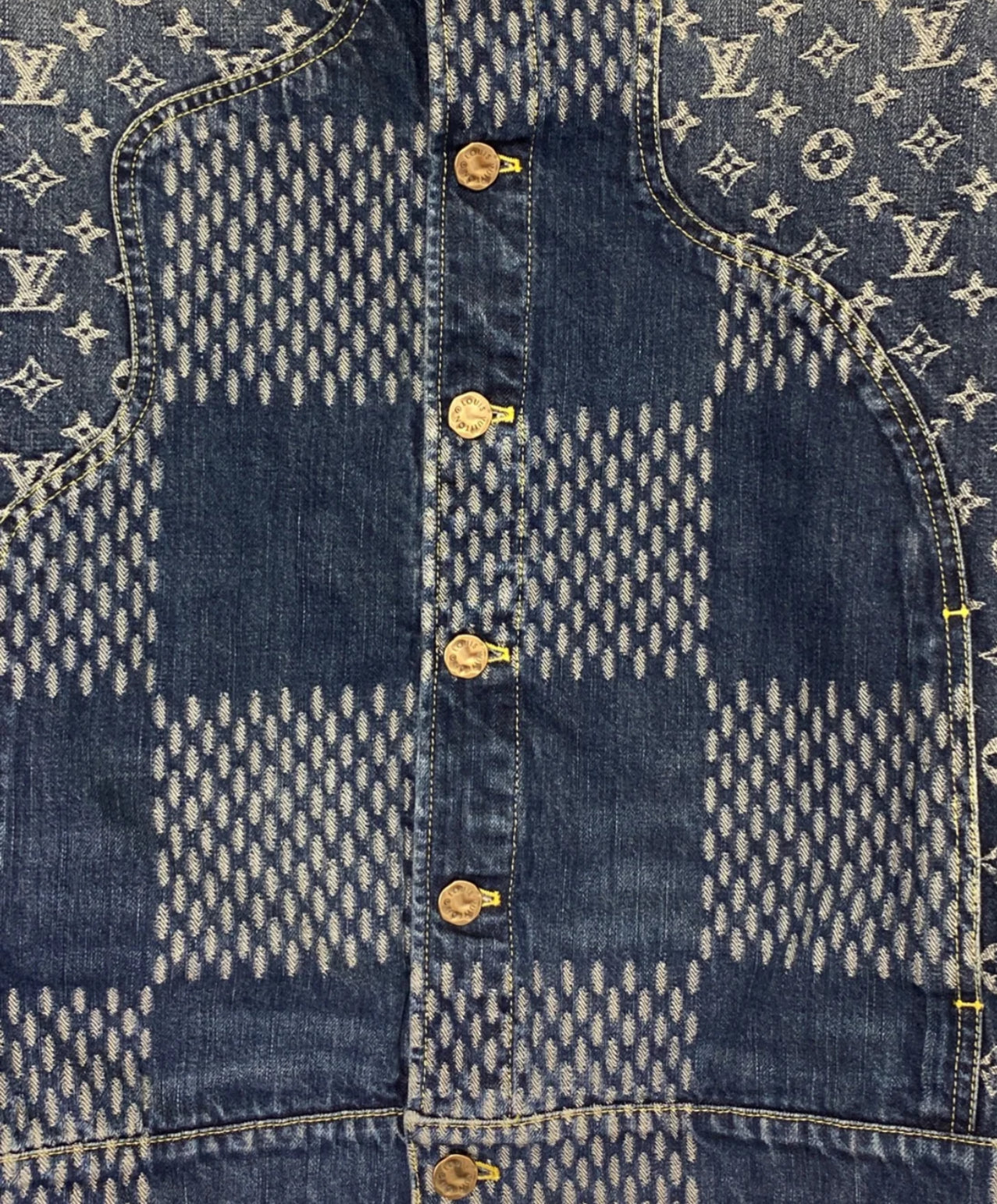 LOUIS VUITTON X NIGO GIANT DAMIER WAVES MNGM DENIM JACKET
