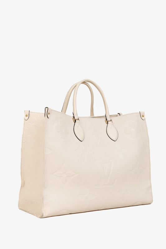 Louis Vuitton OnTheGo GM Creme Empreinte Monogram Leather Tote Bag