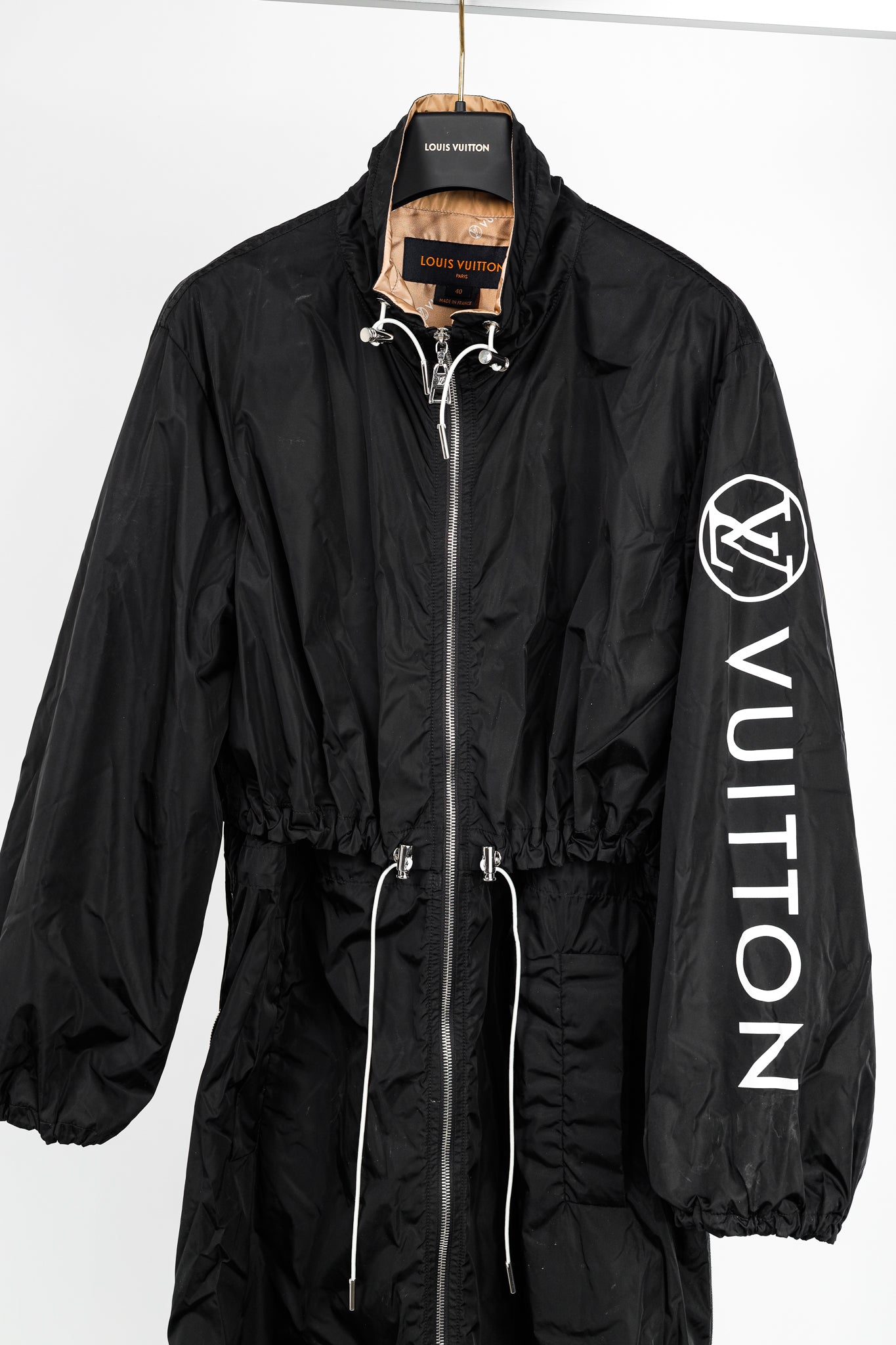 Louis Vuitton Noir Nylon Logo-Print Sporty Long Parka