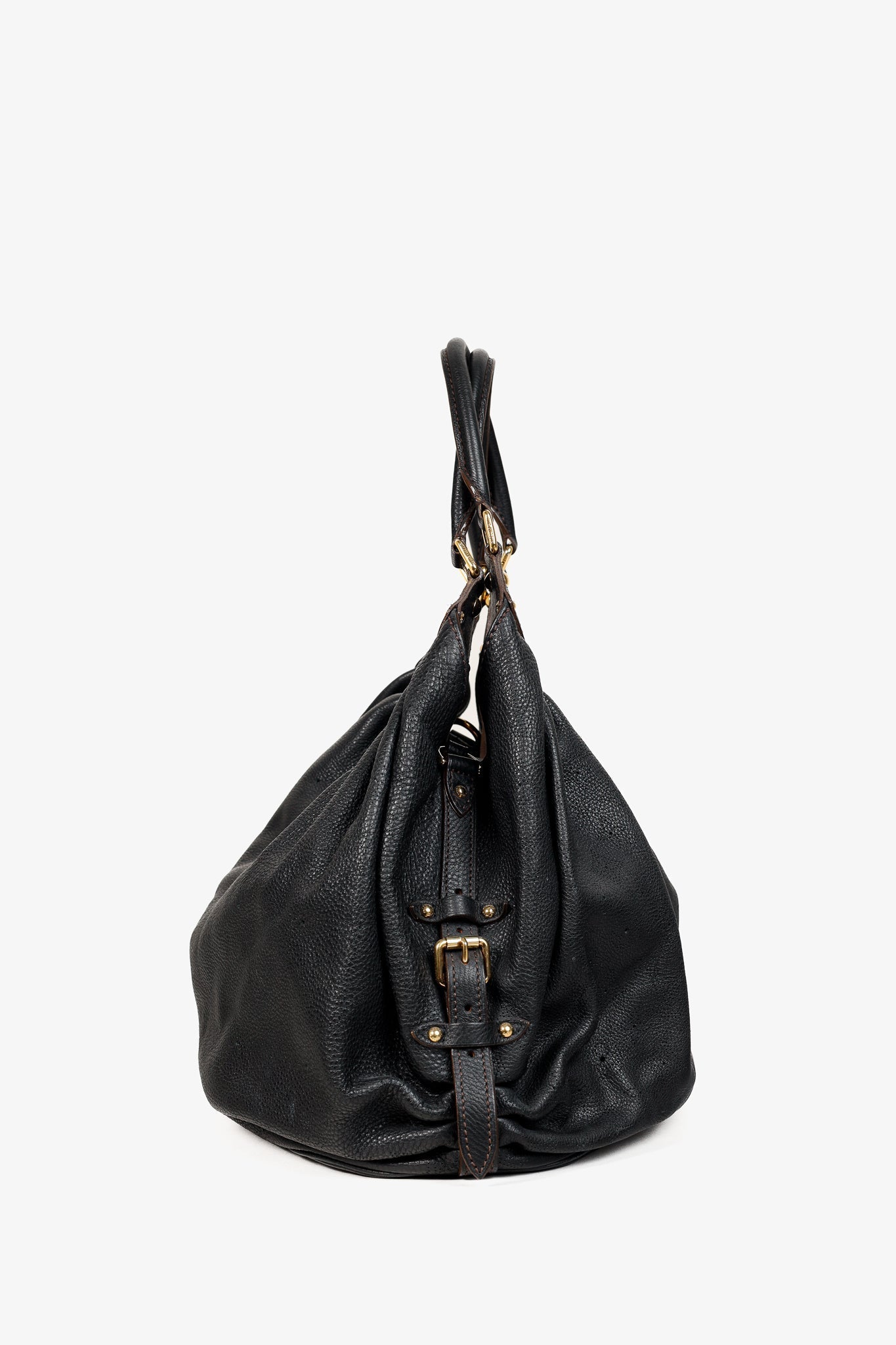 Louis Vuitton Mahina L Black Perforated Monogram Leather Hobo