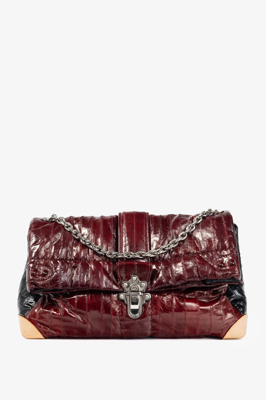 Louis Vuitton SS/15 Runway Cloud Clutch GM Burgundy Eelskin Foldover Bag