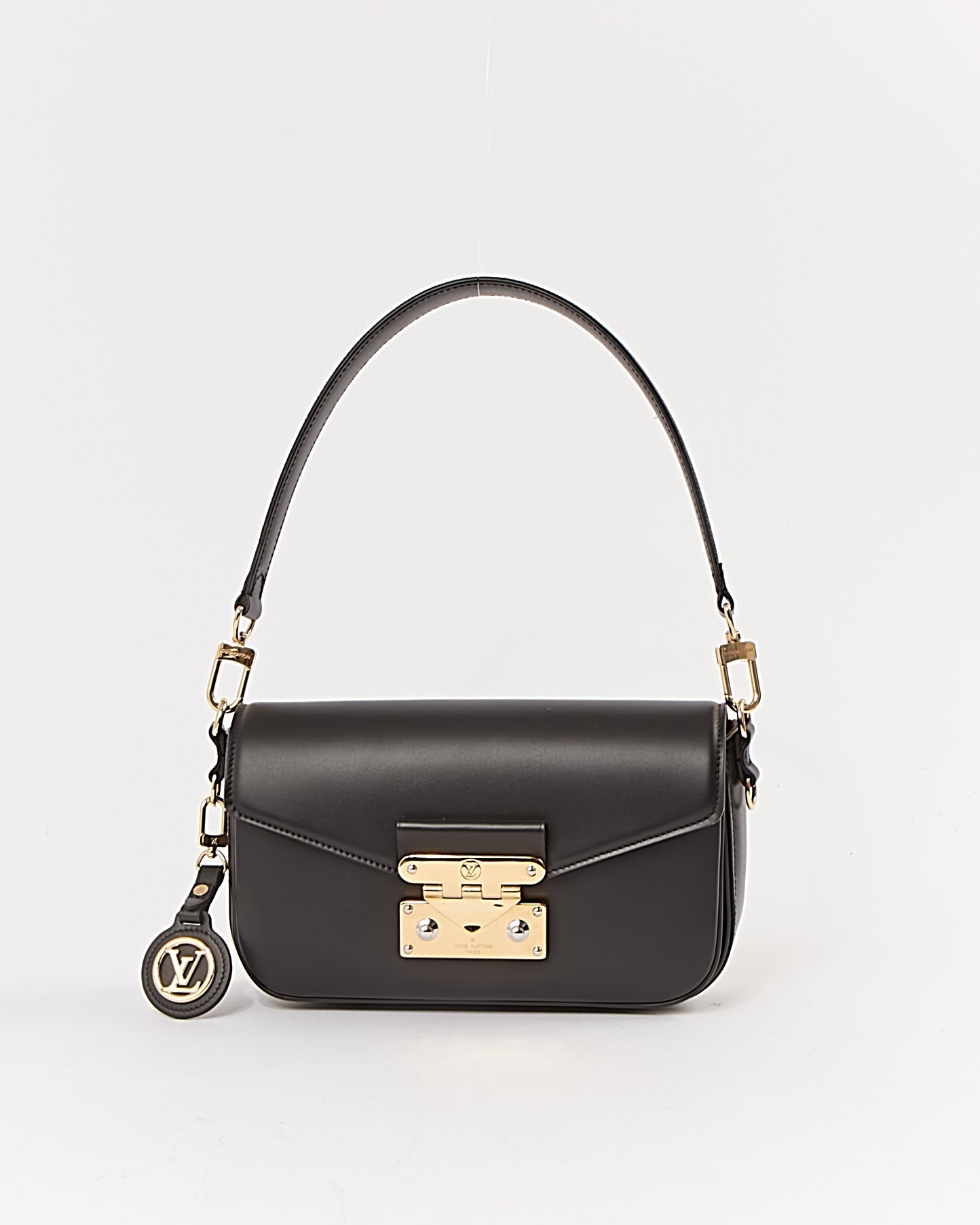 Louis Vuitton Black Leather Monogram Canvas Swing Bag