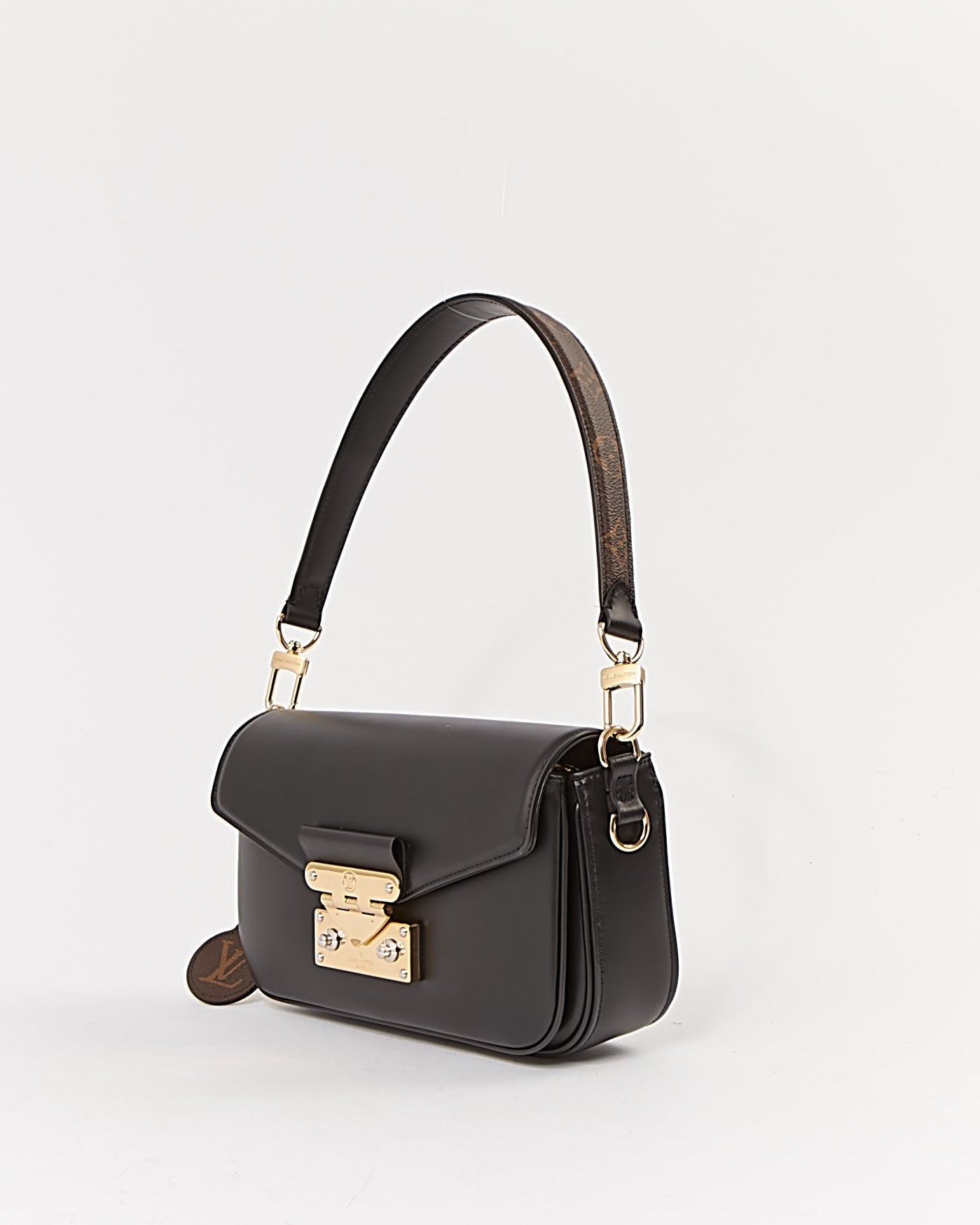 Louis Vuitton Black Leather Monogram Canvas Swing Bag