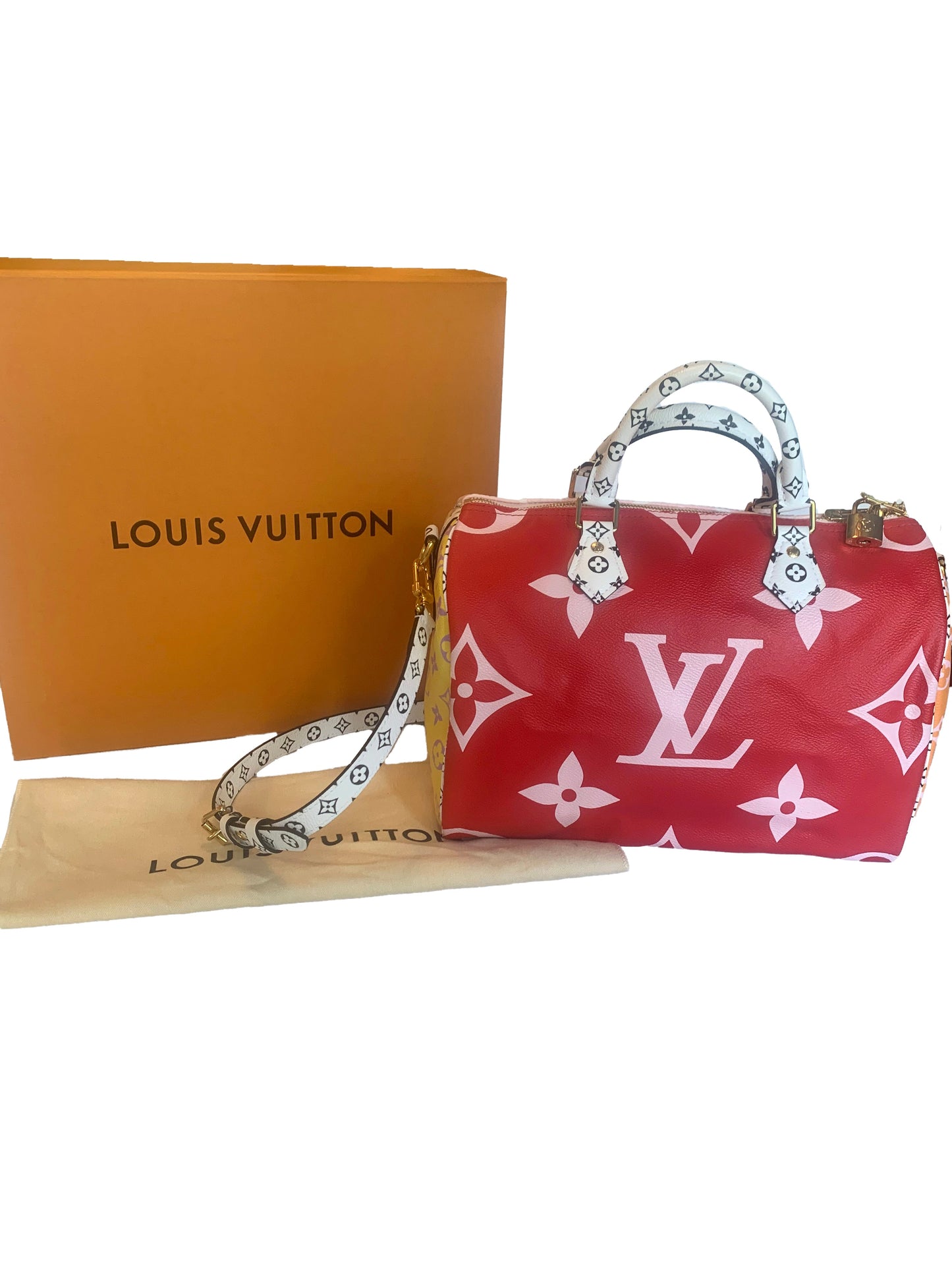 Louis Vuitton Pink & Red Monogram Giant Speedy Bandouliere 30