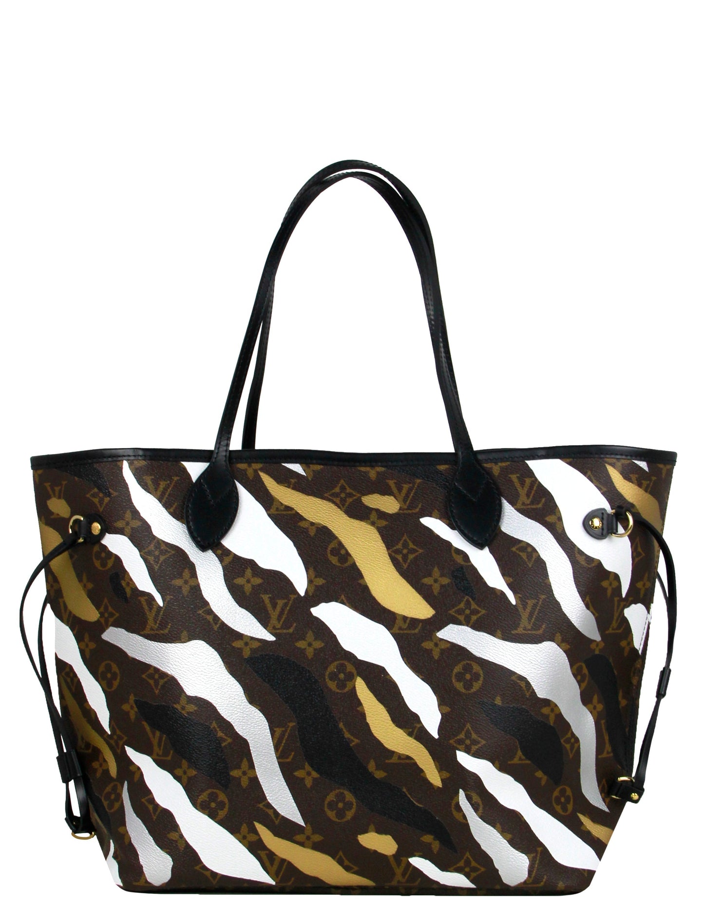 Louis Vuitton X LOL Gold/Silver Stripe Monogram Neverfull MM Tote Bag