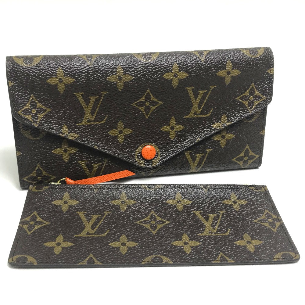 LOUIS VUITTON Long Wallet Purse Monogram canvas Brown x orange Comes with a coin case Wallet Women