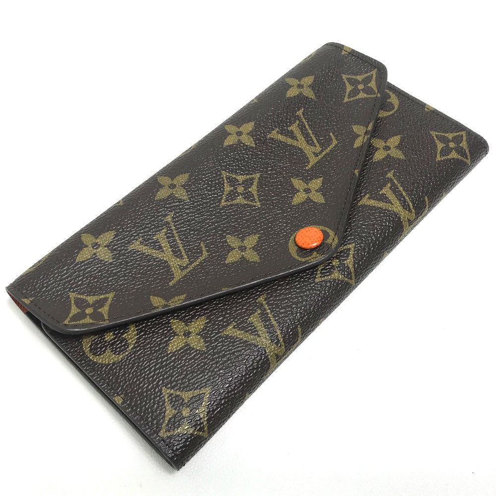 LOUIS VUITTON Long Wallet Purse Monogram canvas Brown x orange Comes with a coin case Wallet Women