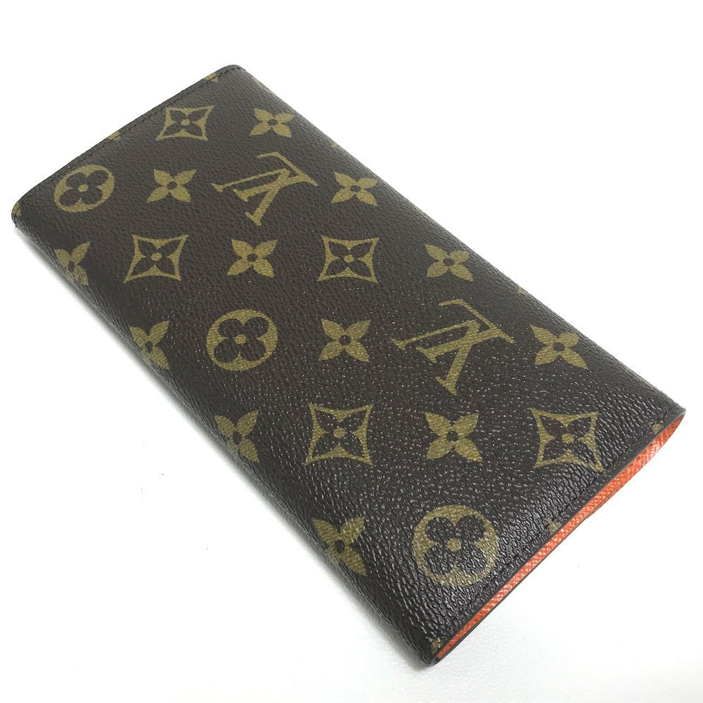 LOUIS VUITTON Long Wallet Purse Monogram canvas Brown x orange Comes with a coin case Wallet Women