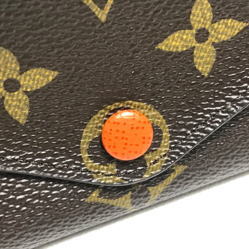 LOUIS VUITTON Long Wallet Purse Monogram canvas Brown x orange Comes with a coin case Wallet Women