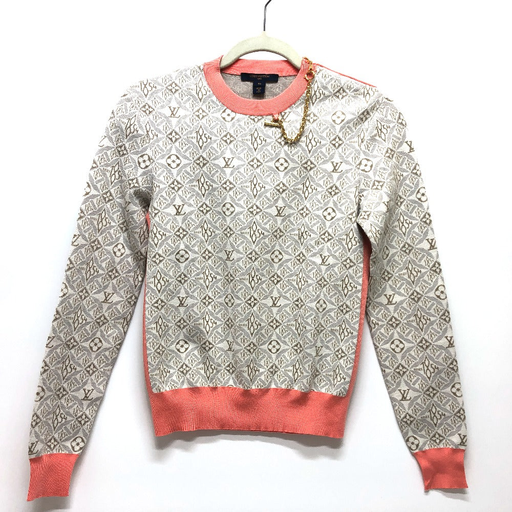 LOUIS VUITTON knit Silk, Cotton Gray / pink Monogram SUNCE1854 contrast trim Women XS